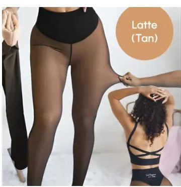 Winter Warm Translucent Leggings Compression Band & One Seam Option