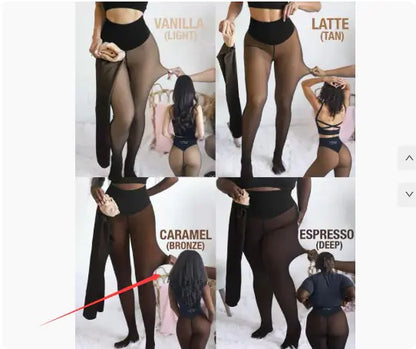 Winter Warm Translucent Leggings Compression Band & One Seam Option