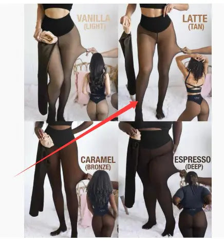 Winter Warm Translucent Leggings Compression Band & One Seam Option